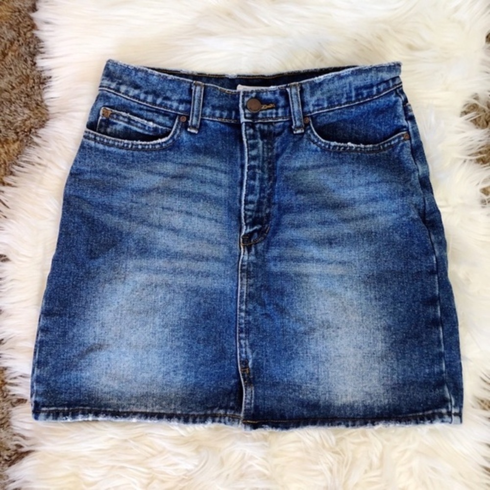 Billabong 100% Cotton Sporty Distressed Medium Blue Jean Mini Pencil Skirt
